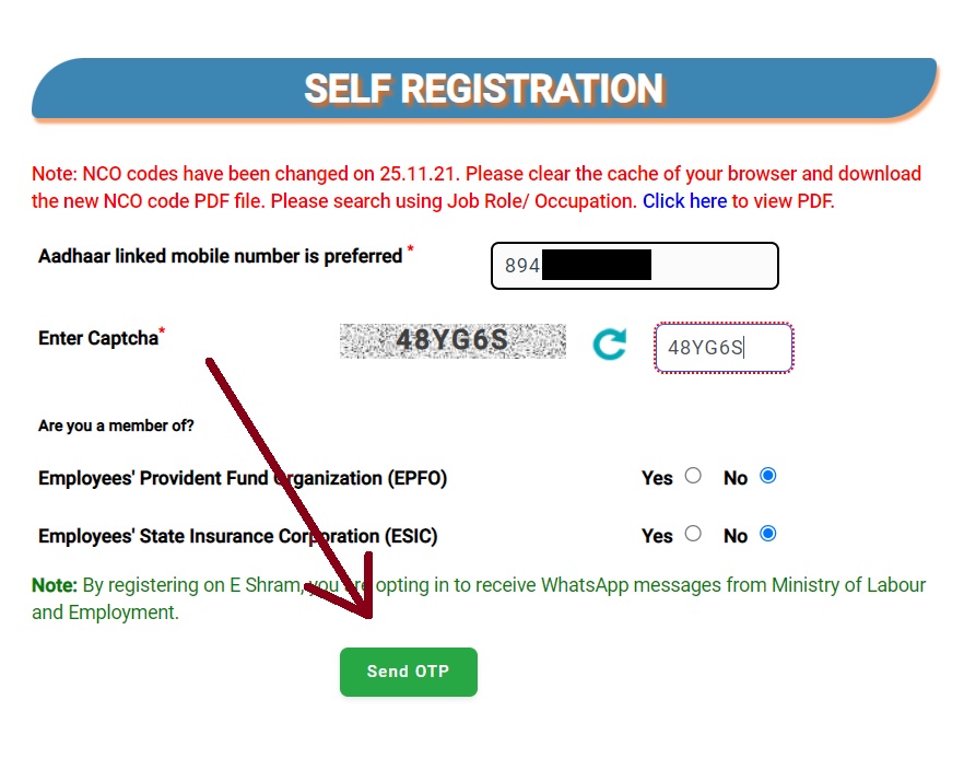 e-shram card self registration